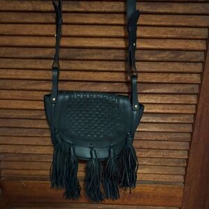 BCBGMaxAzria Black Crossbody Bag with Fringe